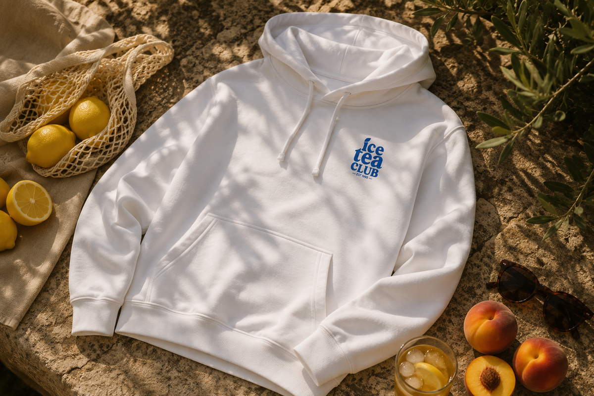 Ice Tea Club Hoodie Flatlay